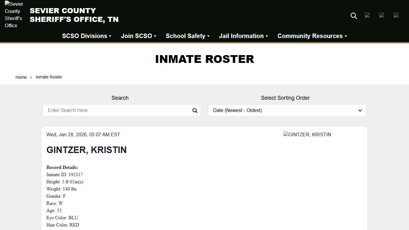 Inmate Roster Sevier County Sheriff’s Office